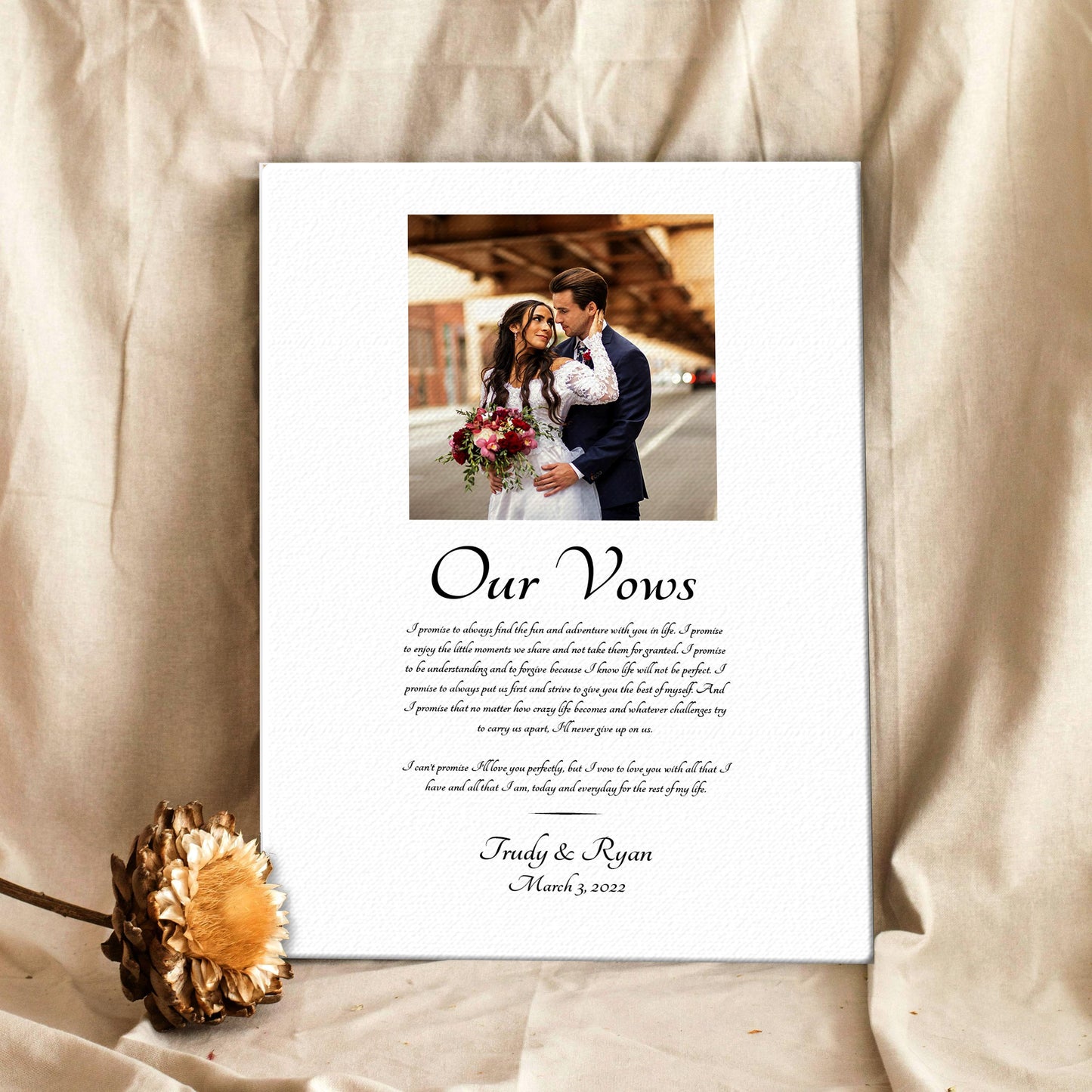 Our Vows: Photo Cotton Canvas Decor - HoneycombProverbs - Giclée - Wedding Vow Wall Art