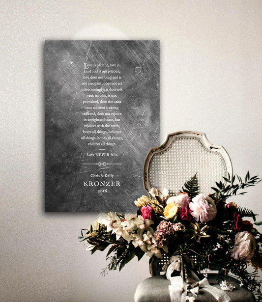 Love is Patient Love is Kind, 1 Cor 13 Sign on Tin - HoneycombProverbs - Signs - Tin and Aluminum Gifts