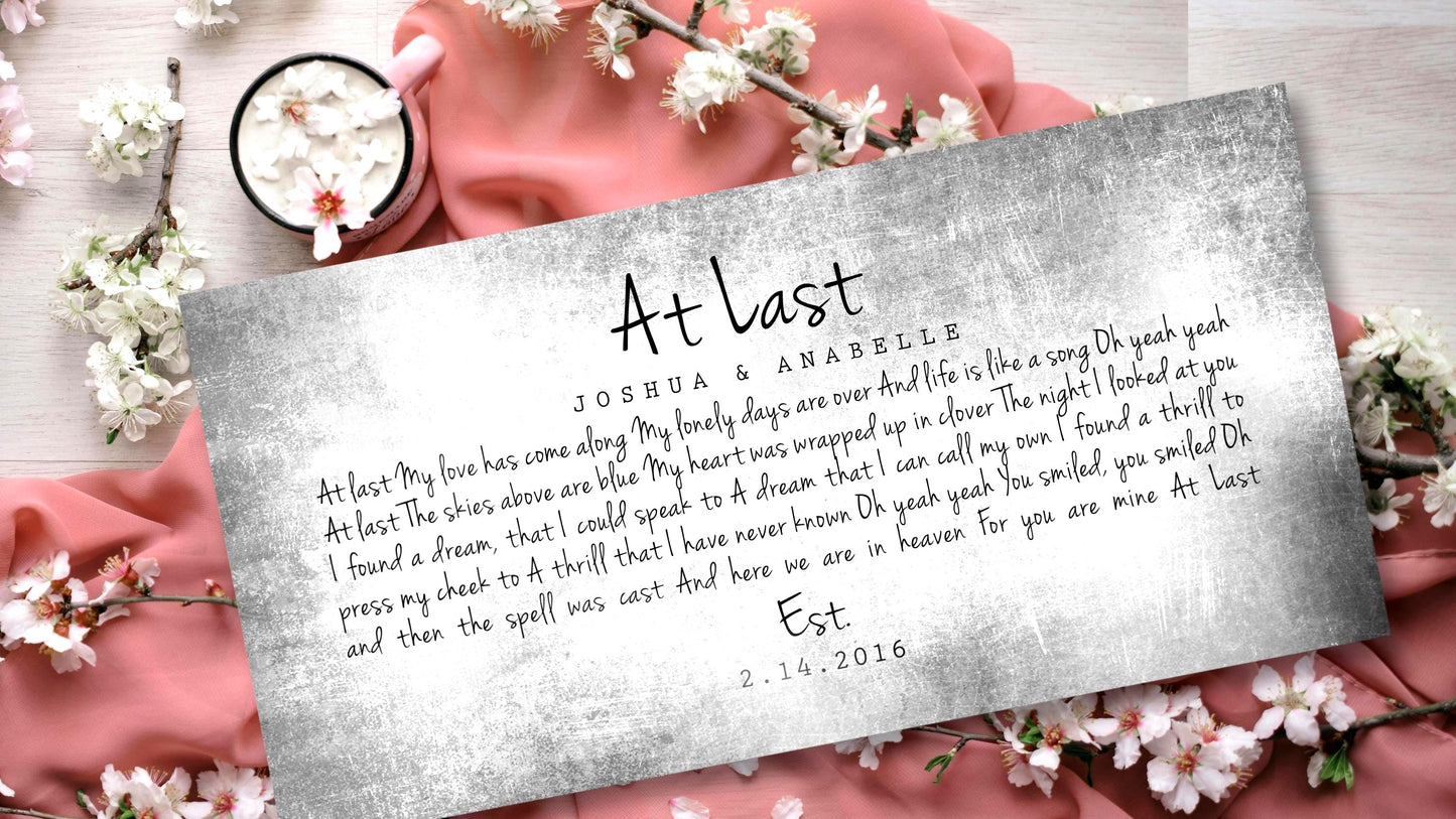Personalized Song Lyric Metal Sign: Tin Anniversary Gift, Plaque with Lyrics - HoneycombProverbs - Signs - 10 Year Anniversary Art