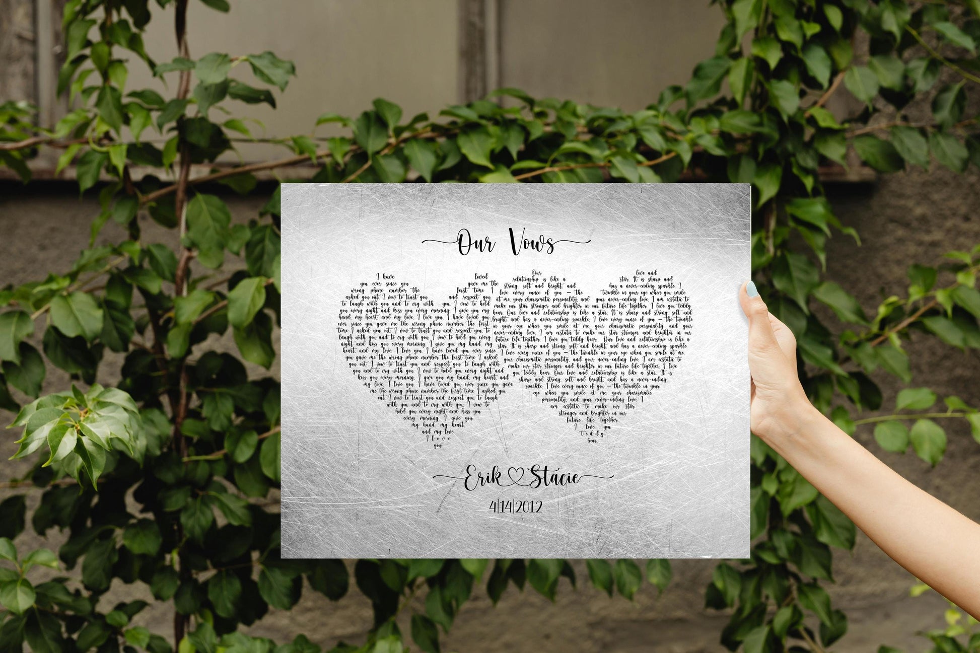 His and Her Hearts Wedding Vow Sign - HoneycombProverbs - Signs - Tin and Aluminum Gifts