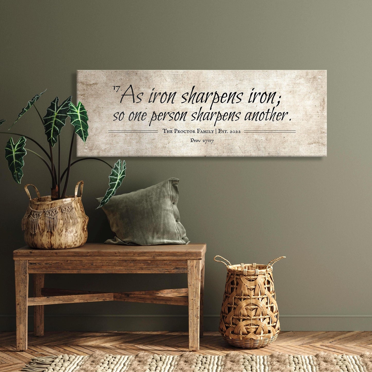 Cotton Iron sharpens Iron Wall Art, Men Anniversary Gift - HoneycombProverbs - Giclée - 2nd Anniversary Gifts