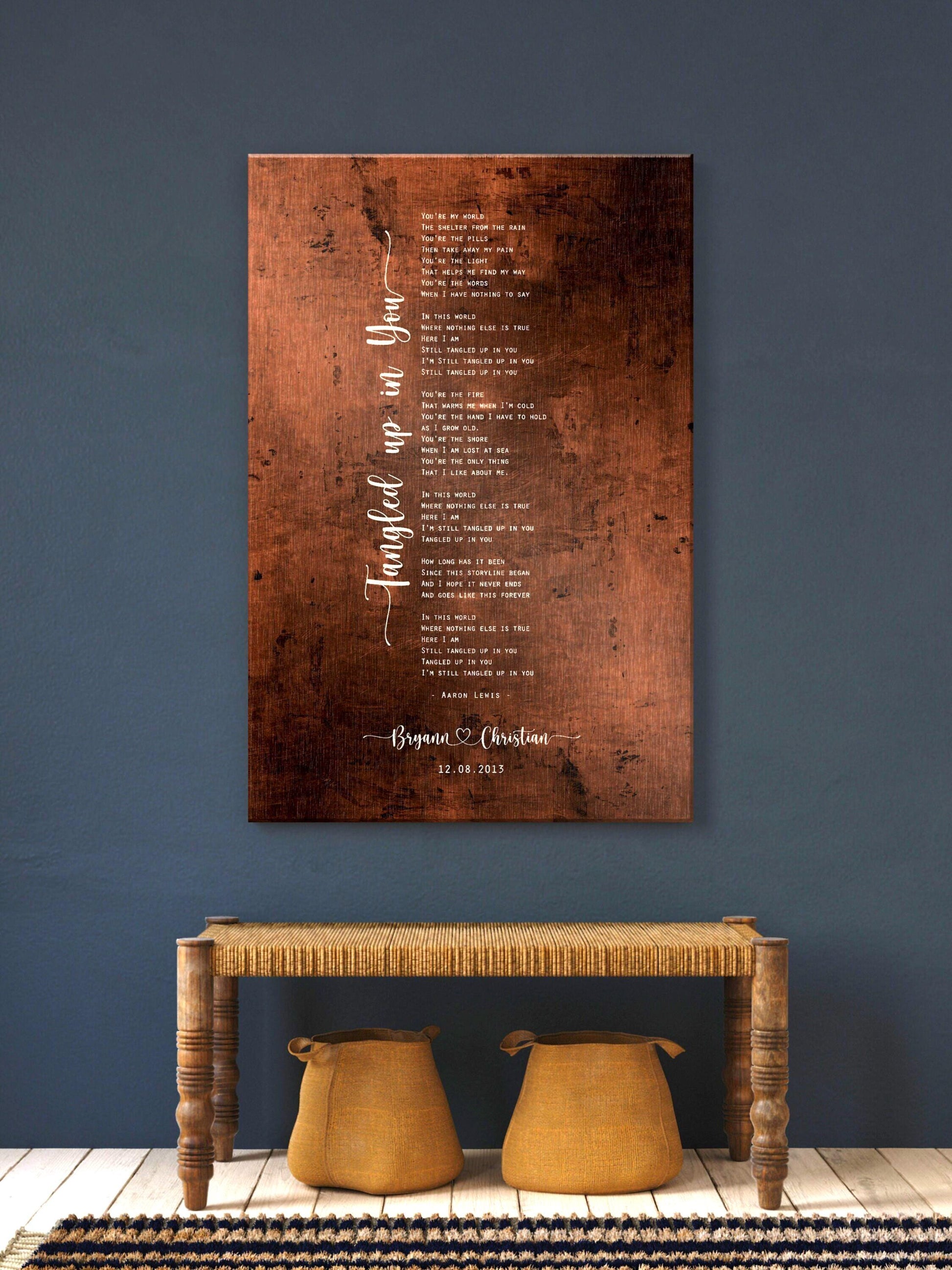 Connected Hearts Lyric Sign on Bronze - HoneycombProverbs - Signs - Bronze Anniversary Gifts