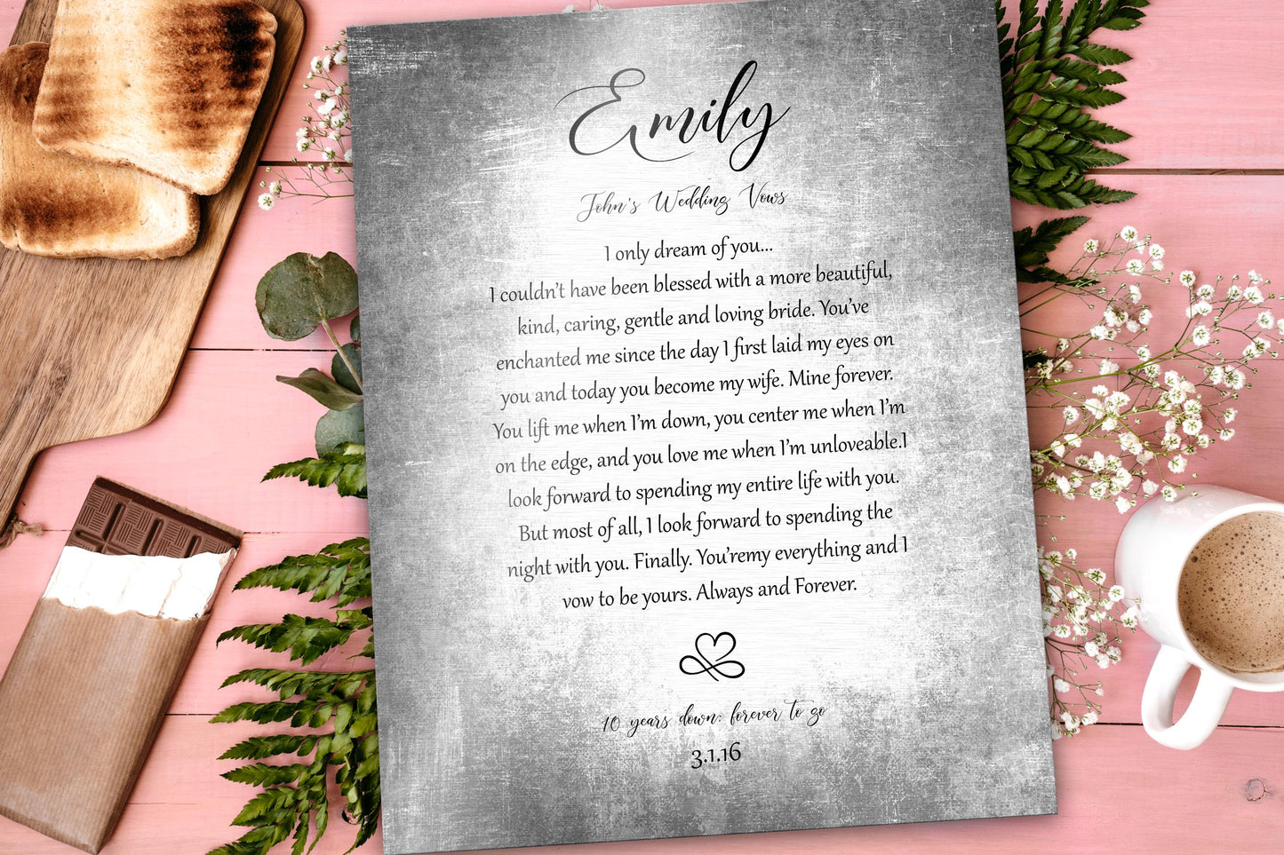 Forever Love: Rustic Wedding Vow Art on Tin - HoneycombProverbs - Signs - Tin and Aluminum Gifts