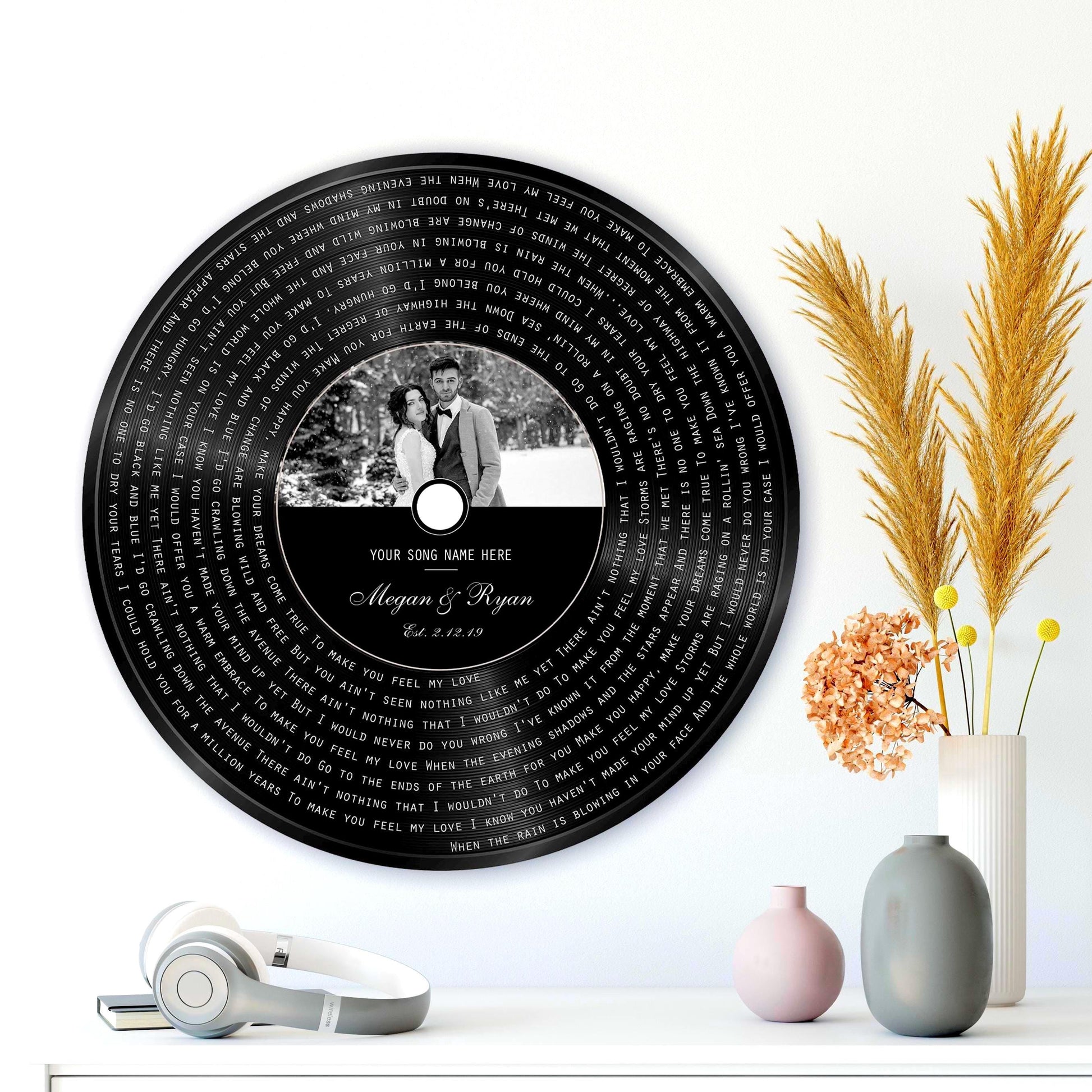 6th Anniversary, Round Metal Record with Custom Lyrics, Record Song Lyrics Sign, Vinyl Record Song Portrait - HoneycombProverbs - Signs - Iron Anniversary Gifts