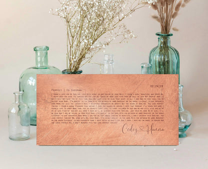 Copper First Dance Lyrics Sign for Couples: 7th, 22nd Anniversary Art - HoneycombProverbs - Signs - Copper Anniversary Gifts