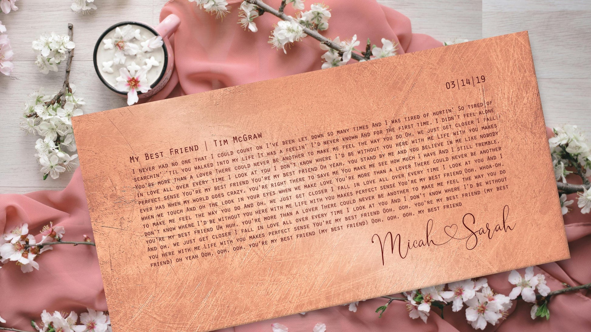 Copper Anniversary Gift, Wedding Song Sign, Gift for Husband, Couples Gfit - HoneycombProverbs - Signs - Copper Anniversary Gifts