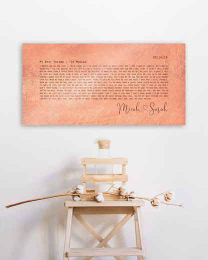 Copper First Dance Lyrics Sign for Couples: 7th, 22nd Anniversary Art - HoneycombProverbs - Signs - Copper Anniversary Gifts