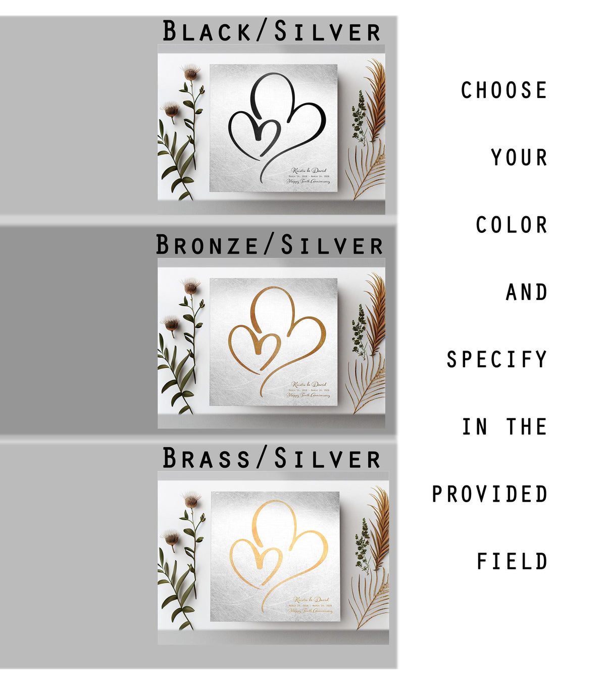 Ten Years Down Personalized Hearts Plaque on Tin, additional view 9, 10th anniversary tin