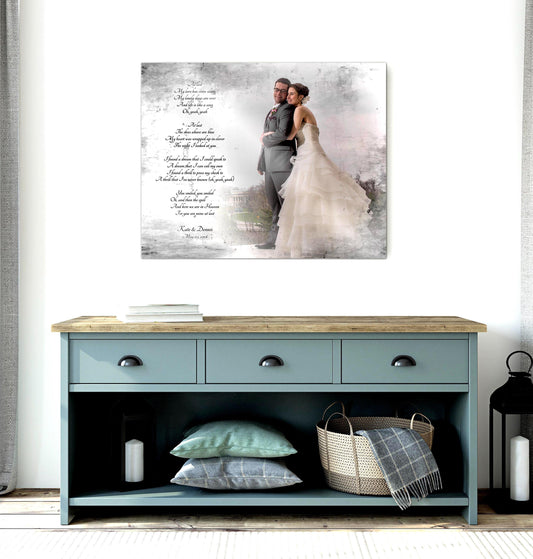 10th Anniversary Tin Photo Gift: Custom Vows or Lyrics, Vintage Style - HoneycombProverbs - Signs - 10 Year Anniversary Art