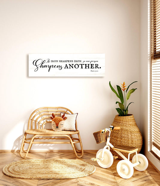 Iron Sharpens Iron Country Farmhouse Sign - HoneycombProverbs - Signs - Christian Wall Art