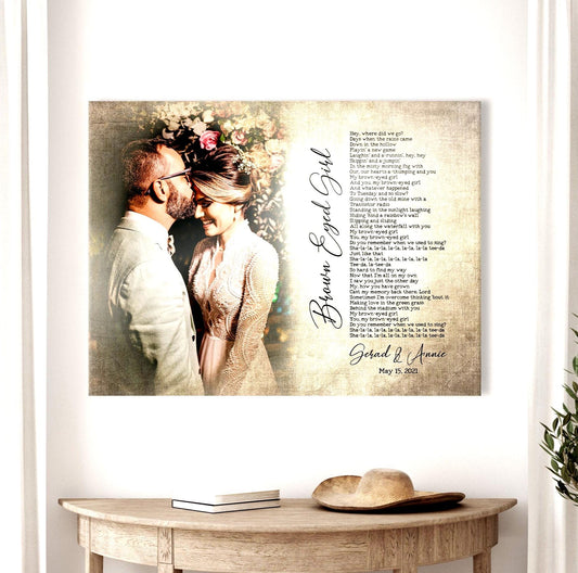 Vintage Melodies: Antiqued Song Lyrics and Photo Canvas - HoneycombProverbs - Signs - Photo Lyrics Wall Art