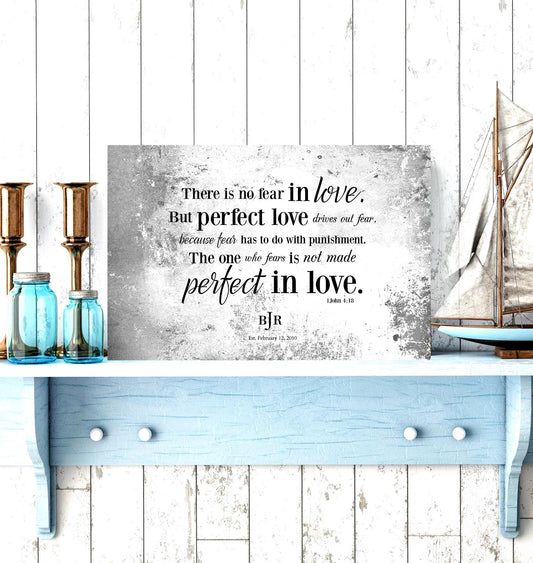 Monogrammed 1 John 4:18 Sign Custom Wedding Plaque - HoneycombProverbs - Signs - Tin and Aluminum Gifts