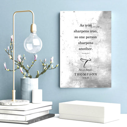 As Iron Sharpens Iron Rustic Christian Wedding Gift - HoneycombProverbs - Gifts For The Couple - Tin and Aluminum Gifts