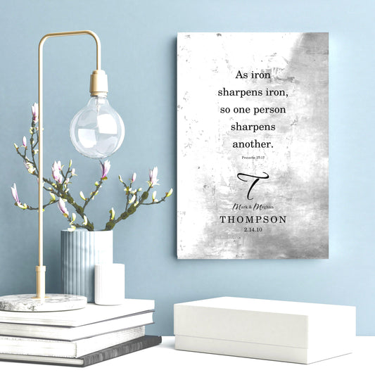 As Iron Sharpens Iron Rustic Christian Wedding Gift - HoneycombProverbs - Gifts For The Couple - Tin and Aluminum Gifts