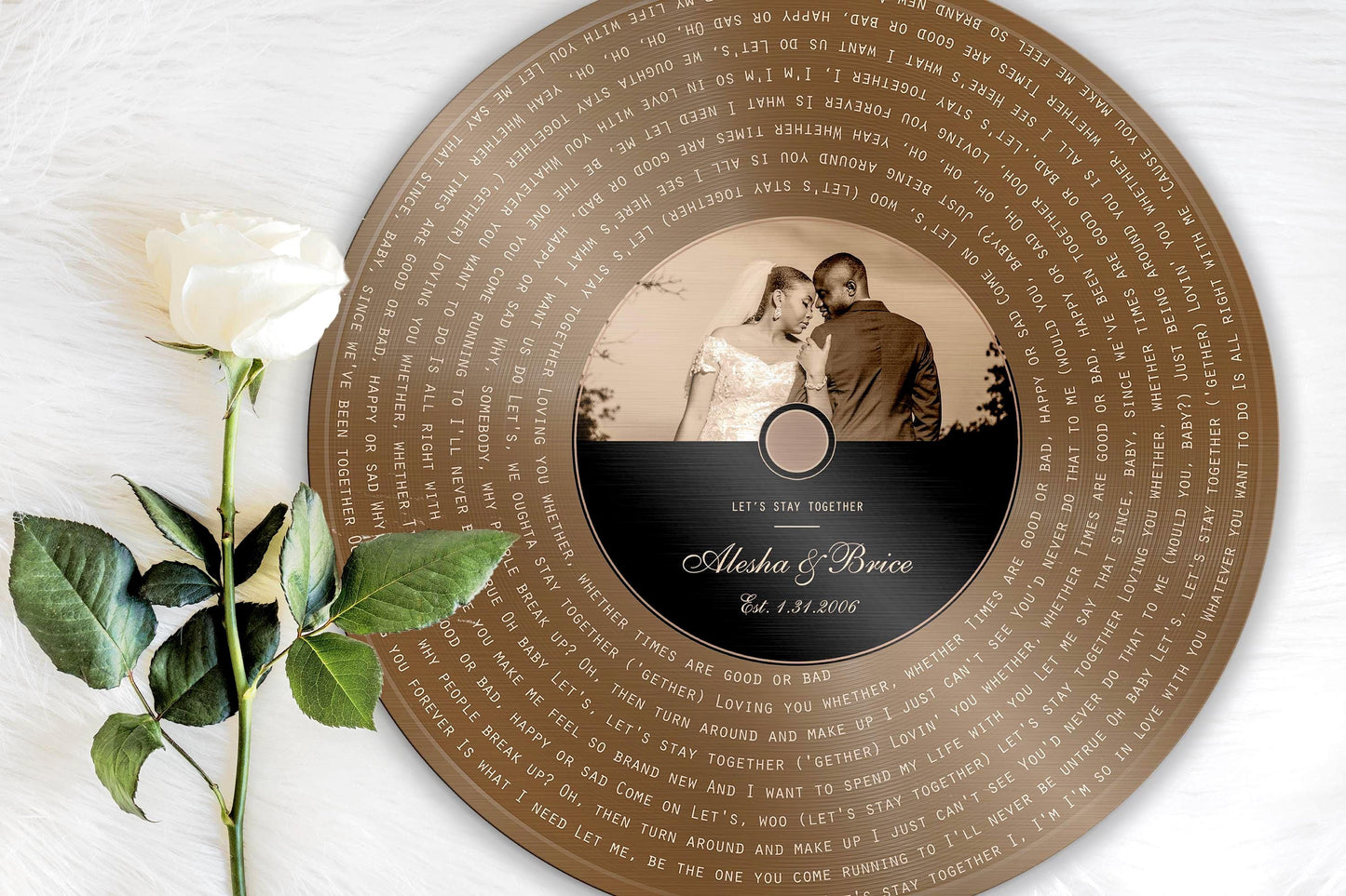 Bronze Wedding Song Record Plaque, Personalized Anniversary Gift for wife