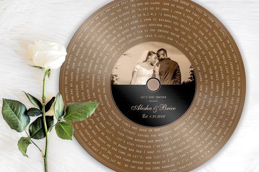 Bronze Wedding Song Record Plaque, Personalized Anniversary Gift for wife