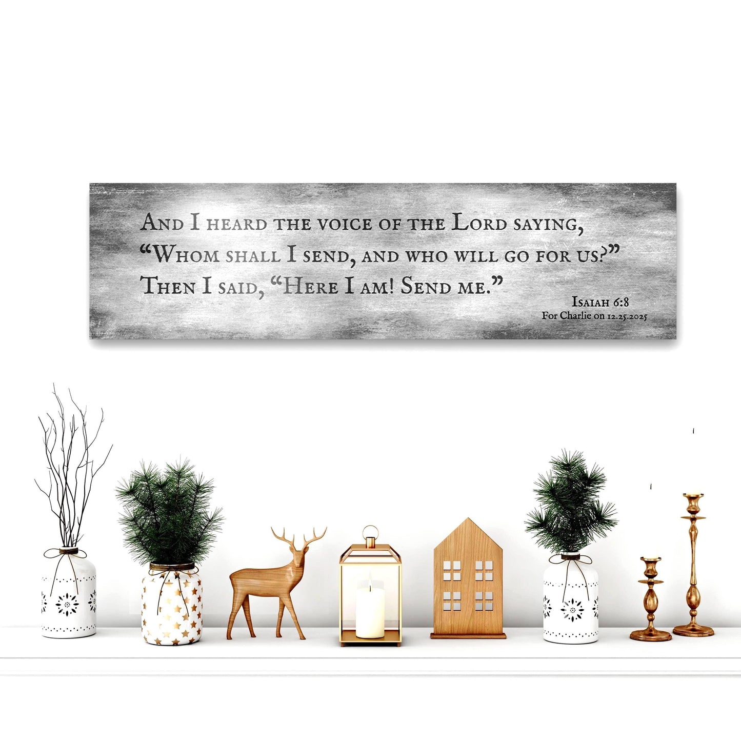 Personalized Isaiah 6:8 Tarnished Metal Sign- Here I Am Send Me - Christian Plaque - Religious Gift - HoneycombProverbs - Signs - Tin and Aluminum Gifts