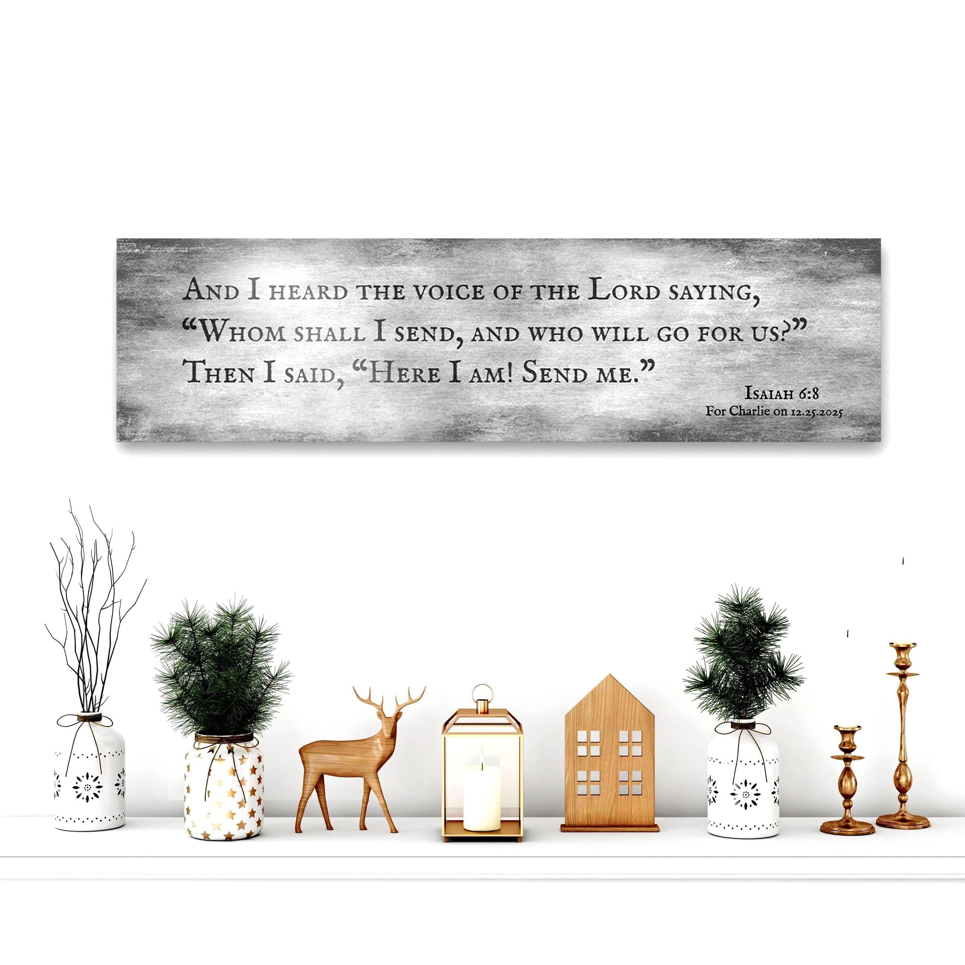 Personalized Isaiah 6:8 Tarnished Metal Sign- Here I Am Send Me - Christian Plaque - Religious Gift - HoneycombProverbs - Signs - Tin and Aluminum Gifts