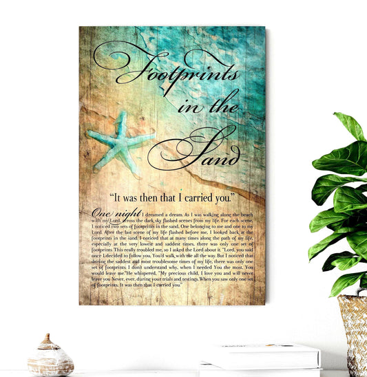 Footprints in the Sand Art wood plaque