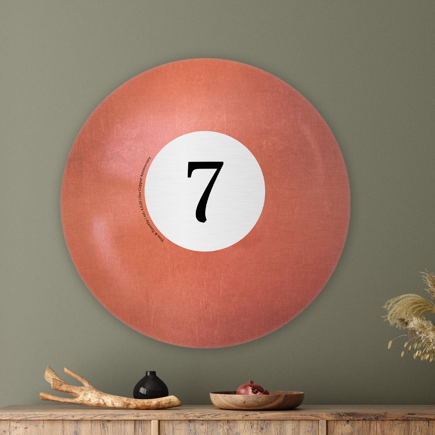 Personalized Copper Anniversary Wall Plaque, Billiard Ball Art, 7 Year Anniversary Gift for Men - HoneycombProverbs - Signs - Copper Anniversary Gifts