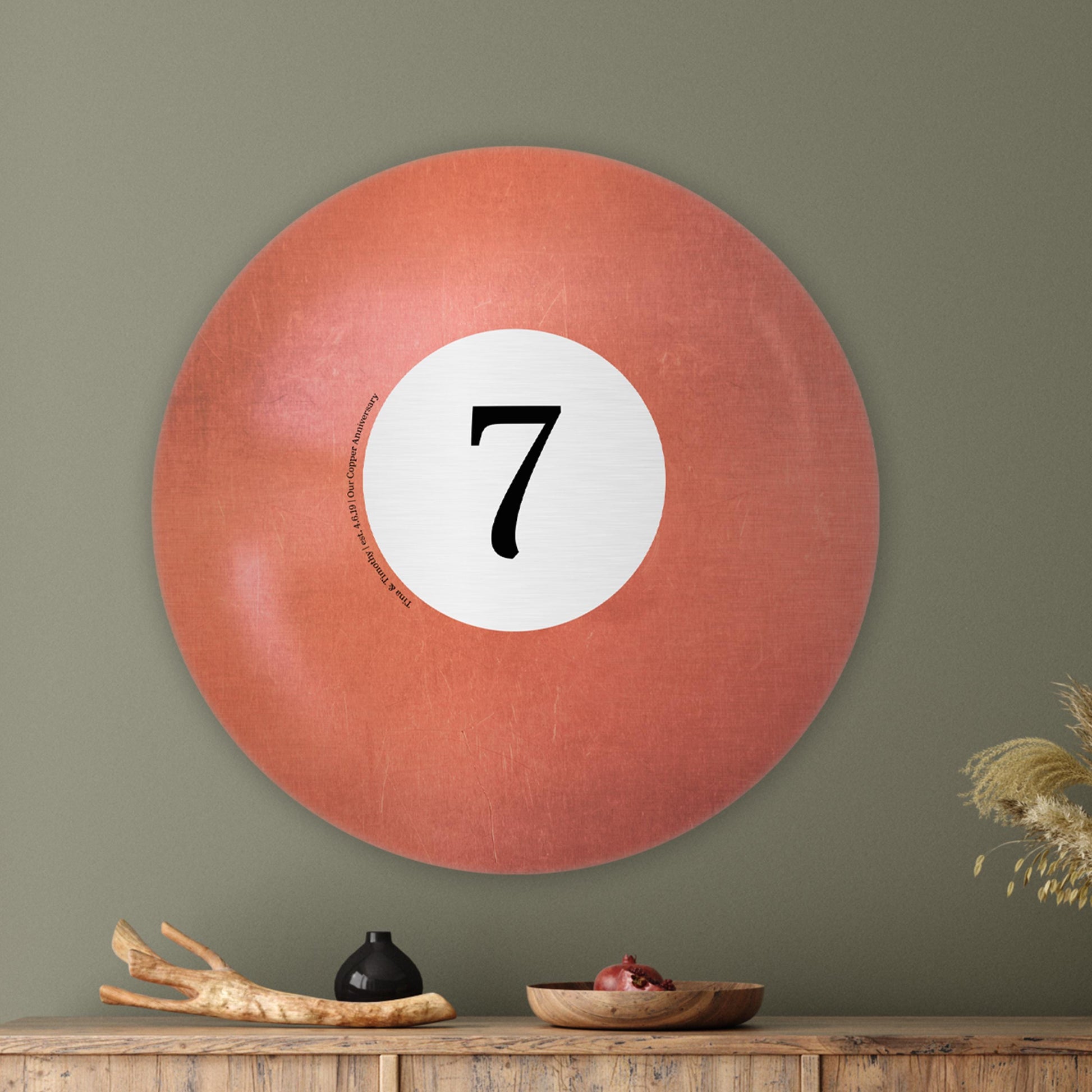 Personalized Copper Anniversary Wall Plaque, Billiard Ball Art, 7 Year Anniversary Gift for Men - HoneycombProverbs - Signs - Copper Anniversary Gifts