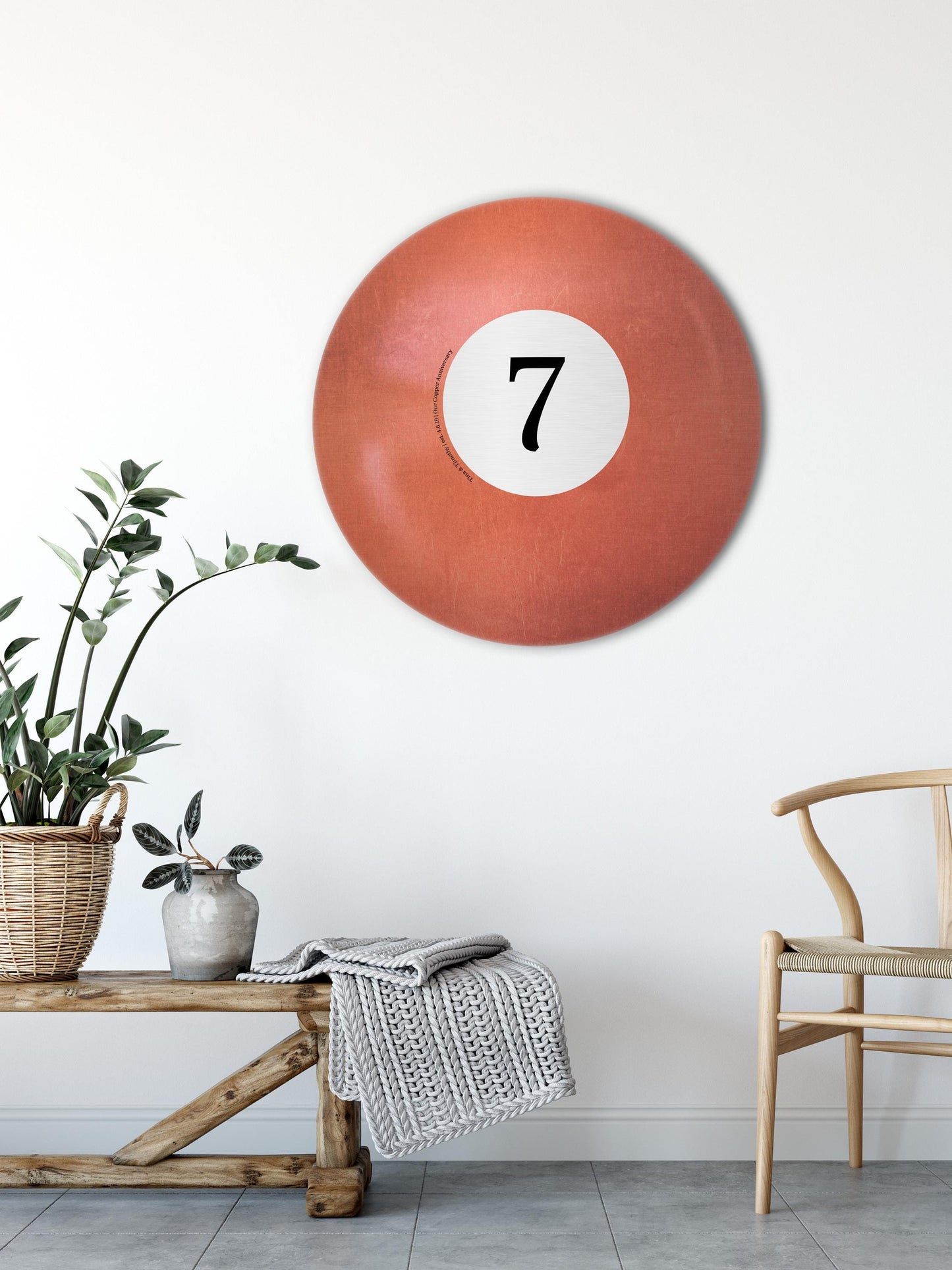 Personalized Copper Anniversary Wall Plaque, Billiard Ball Art, 7 Year Anniversary Gift for Men - HoneycombProverbs - Signs - Copper Anniversary Gifts
