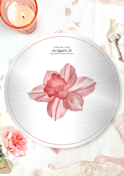 Personalized Tin Daffodil Plaque: I Still Do, 10th anniversary tin personalized wall art by Honeycomb Proverbs