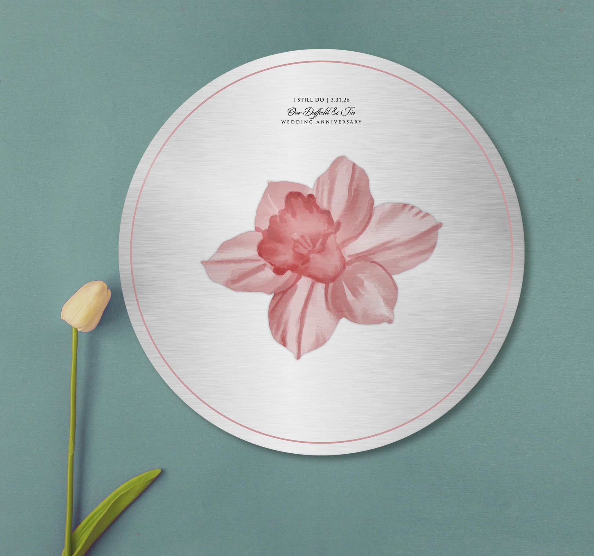 Personalized Tin Daffodil Anniversary Plaque, 10 Year Wedding Anniversary Gift for Wife - HoneycombProverbs - Signs - 10 Year Anniversary Art