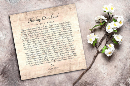 Wedding Song Lyric Sign on Wood, 5th anniversary wood song lyric wall art by Honeycomb Proverbs