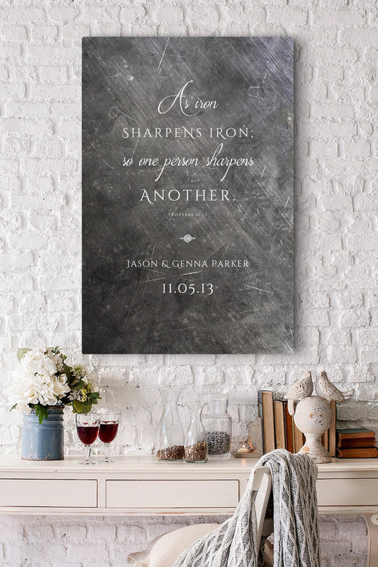 As Iron Sharpens Iron Personalized Gift - HoneycombProverbs - Signs - Christian Wall Art
