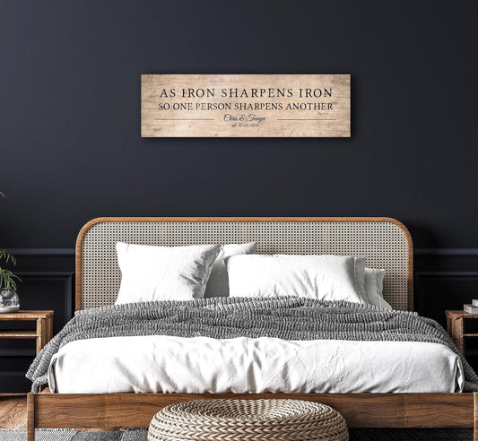 Iron Sharpens Iron Prov 27:17 Sign for Couples - HoneycombProverbs - Gifts For The Couple - Christian Wall Art