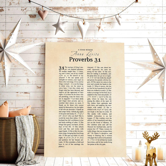 Personalized Proverbs 31 Canvas Wall Art - HoneycombProverbs - Giclée - Christian Wall Art