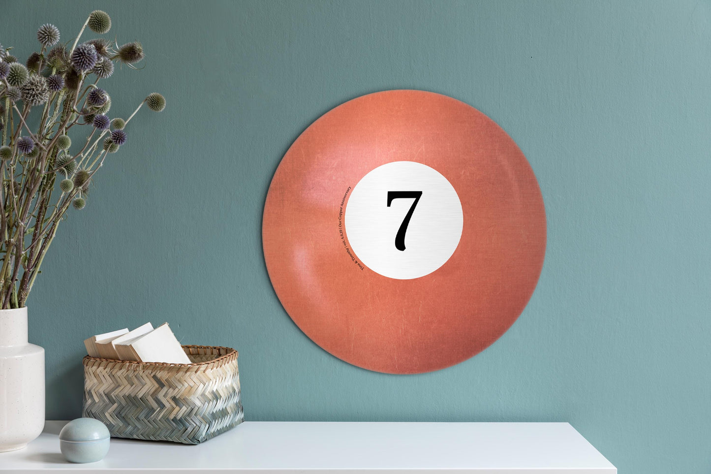 Personalized Copper Anniversary Wall Plaque, Billiard Ball Art, 7 Year Anniversary Gift for Men - HoneycombProverbs - Signs - Copper Anniversary Gifts