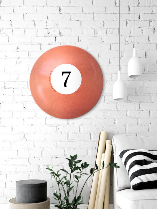 Lucky 7 Copper Billiard Ball Wall Plaque is personalized with "I still do" and a date, and "Our Copper Wedding Anniversary"