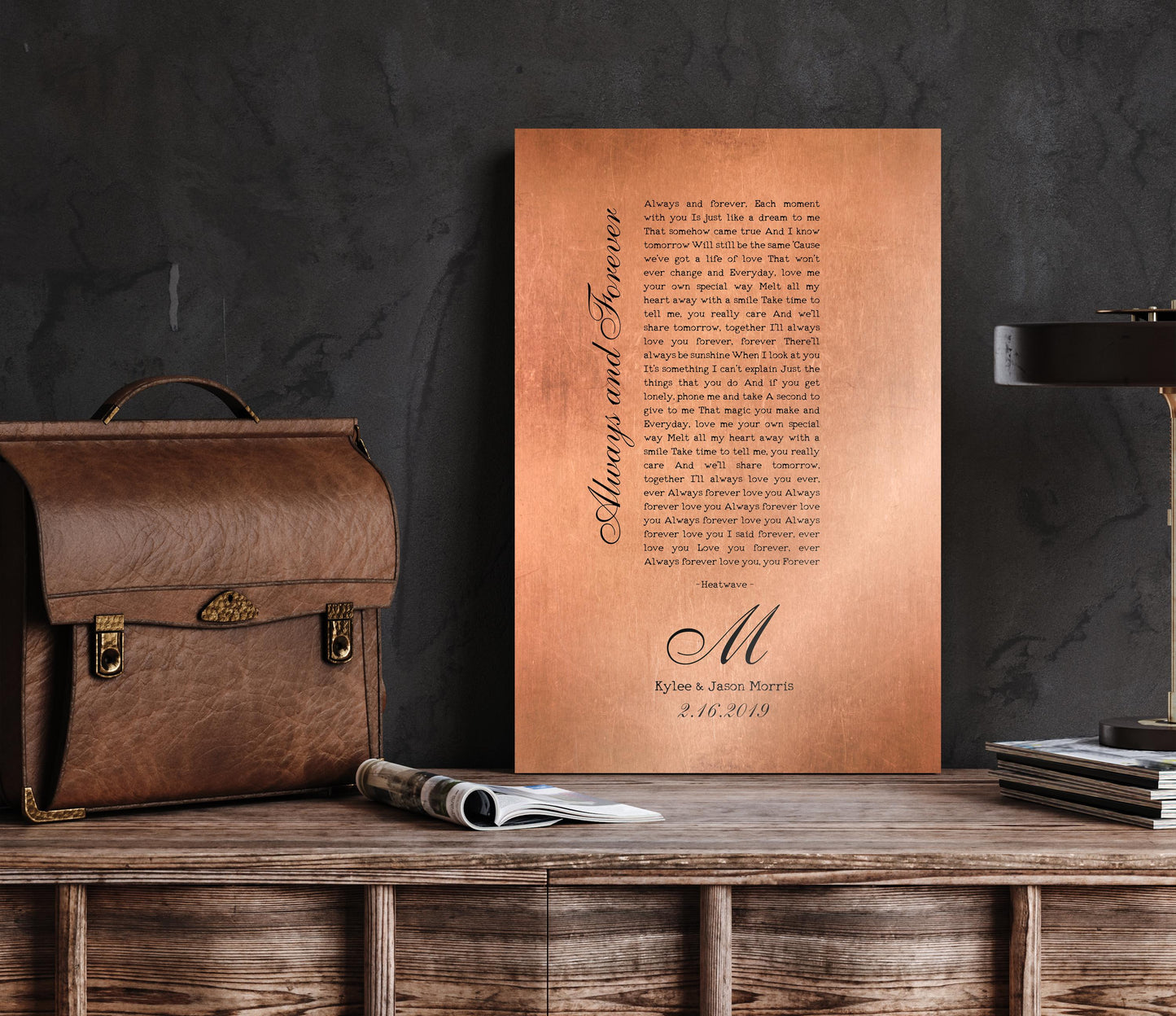 Our Song on Copper, Personalized Copper Gift - HoneycombProverbs - Signs - Copper Anniversary Gifts