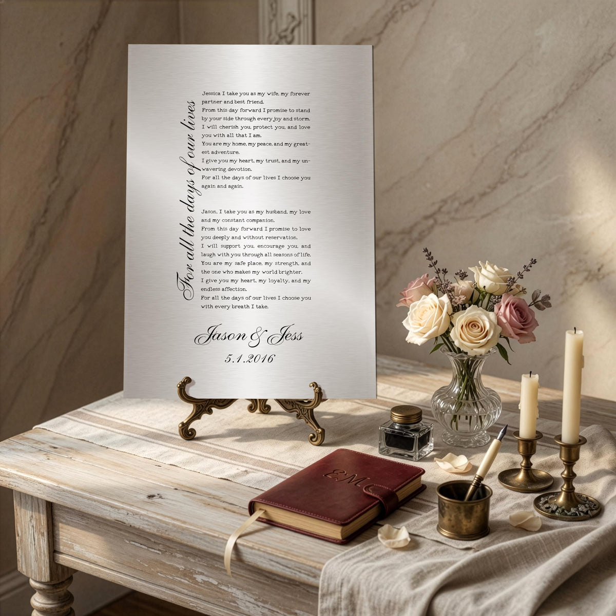 Monogrammed Tin Wedding Song Plaque - HoneycombProverbs - Signs - Tin and Aluminum Gifts