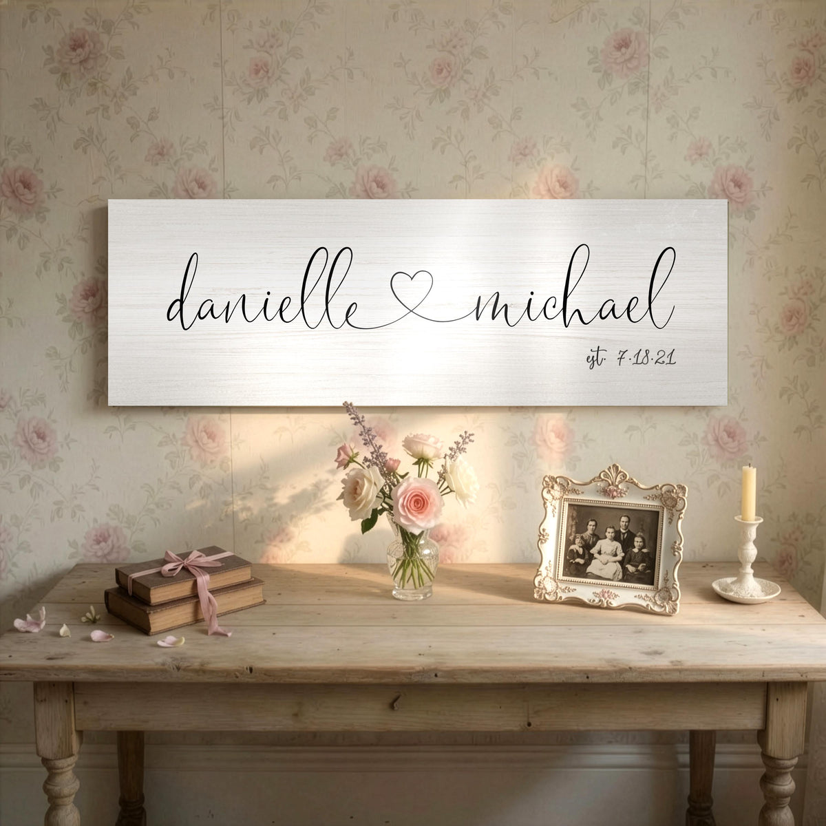 Heart Connecting Name Sign on Wood - HoneycombProverbs - Signs - Name Signs Wall Art