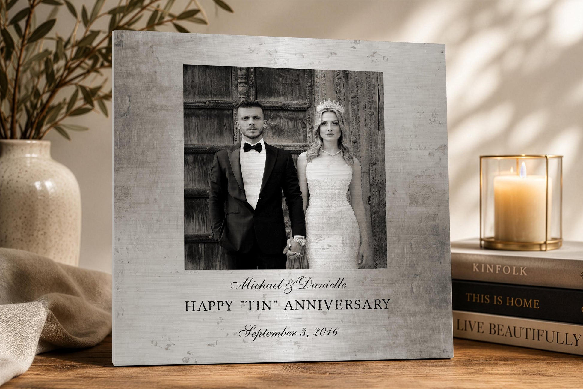 Farmhouse Rustic Photo Tin Anniversary Gift - HoneycombProverbs - Signs - Tin and Aluminum Gifts