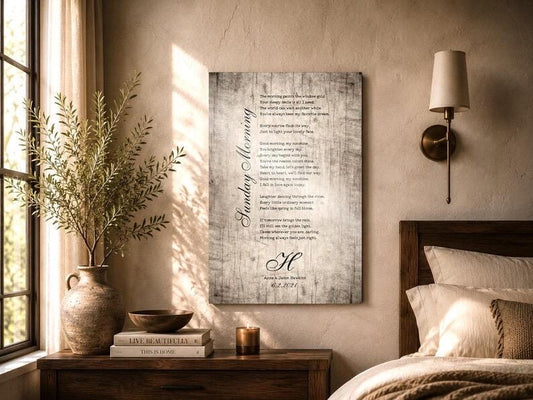 Wood Anniversary Monogrammed Song Lyric Sign - HoneycombProverbs - Signs - 5 year anniversary gifts