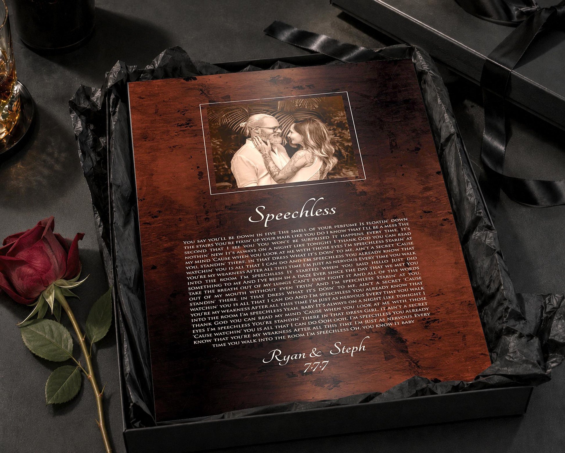Burnished Bronze Wedding Portrait and Song Plaque - HoneycombProverbs - Signs - Bronze Anniversary Gifts
