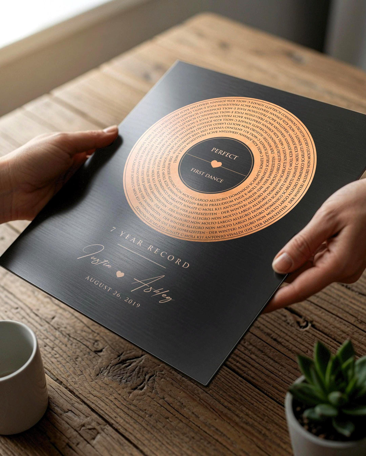 7 Years Anniversary Record, Personalized Song, 7 Anniversary Gifts, Song Record - HoneycombProverbs - Signs - Copper Anniversary Gifts