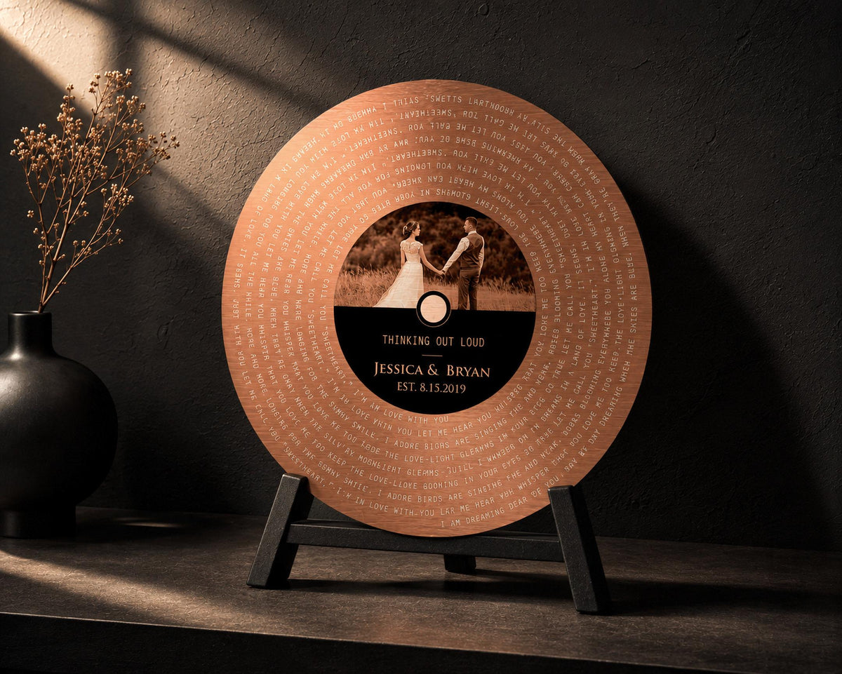 Copper Vinyl Photo Record, 7 Year Anniversary Gift, Couples Song Art, 22nd Anniversary gift - HoneycombProverbs - Signs - Copper Anniversary Gifts