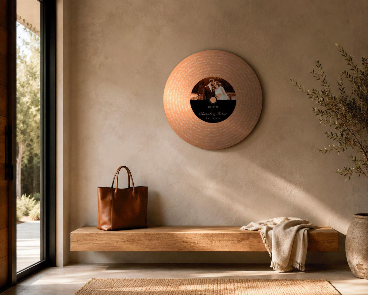Copper Vinyl Photo Record, 7 Year Anniversary Gift, Couples Song Art, 22nd Anniversary gift - HoneycombProverbs - Signs - Copper Anniversary Gifts