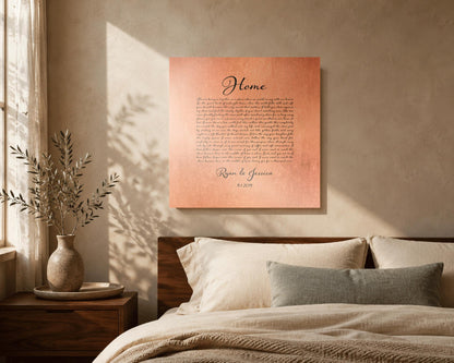 Personalized Copper Song Lyric Sign, personalization detail, 7th anniversary copper