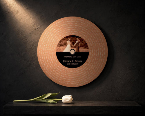 Copper Vinyl Photo Record, 7 Year Anniversary Gift, Couples Song Art, 22nd Anniversary gift
