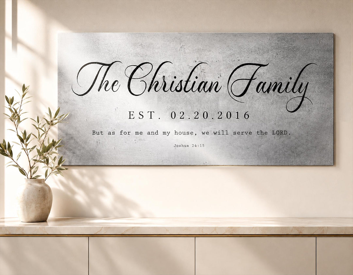 Rustic Family Name Sign with Joshua 24:15
