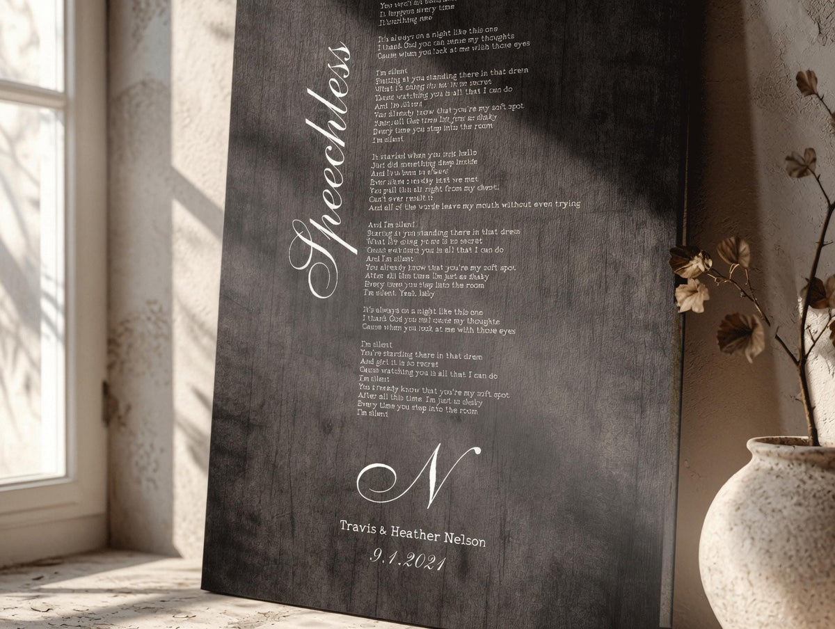 Monogrammed Wood Sign with Song - HoneycombProverbs - Signs - 5 year anniversary gifts
