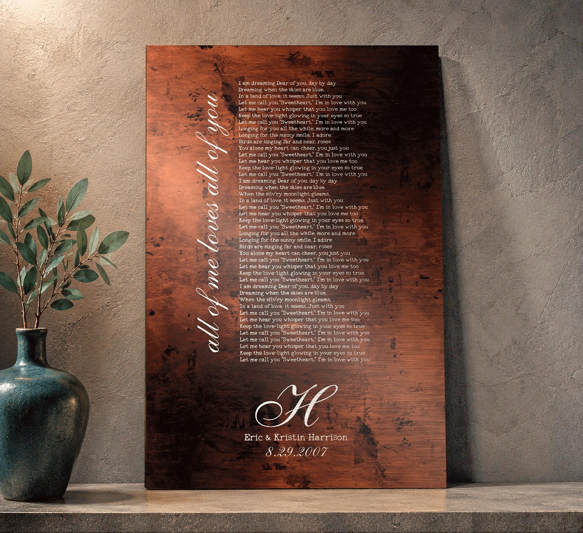 Burnished Bronze Song Lyric Sign - HoneycombProverbs - Signs - Bronze Anniversary Gifts