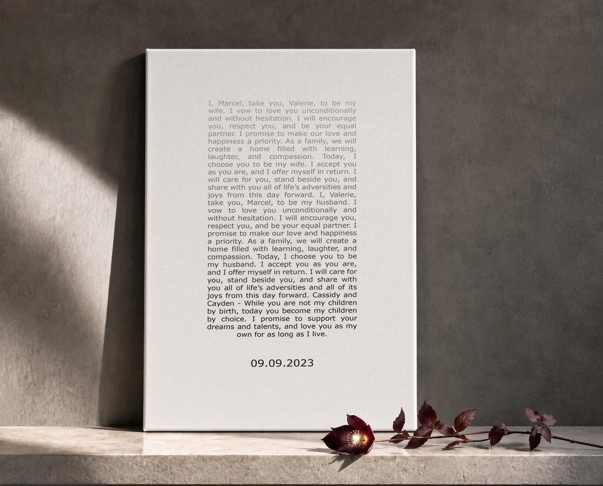 Contemporary Wedding Vow Art - HoneycombProverbs - Gifts For The Couple - Wedding Vow Wall Art