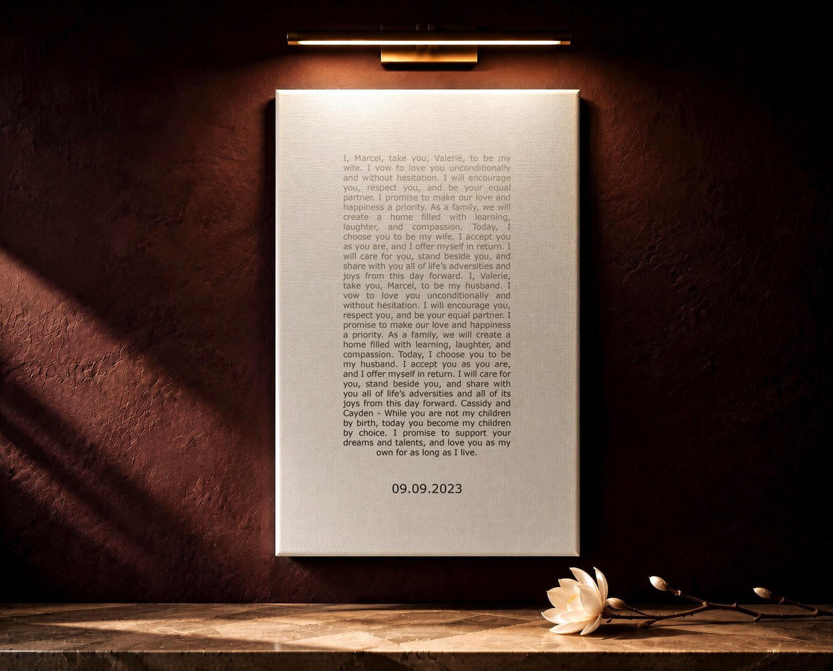 Contemporary Wedding Vow Art - HoneycombProverbs - Gifts For The Couple - Wedding Vow Wall Art